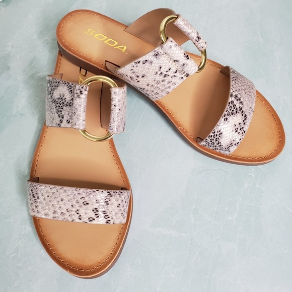 Soda Shoes - NEW Double Strap Python Sandals